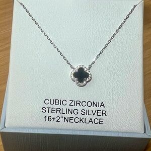 Sterling Silver Necklace -  Cubic Zirconia - 16 + 2"